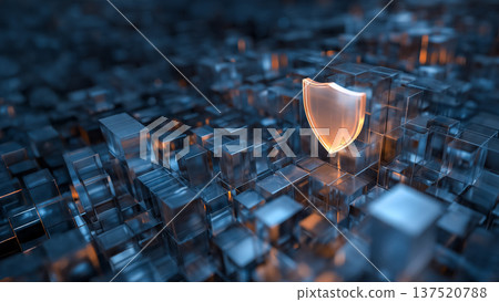 A shining security shield at the heart of the digital network 137520788