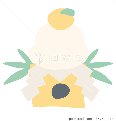 Simple hand-drawn material series for January school newsletters | Kagami mochi 137520848