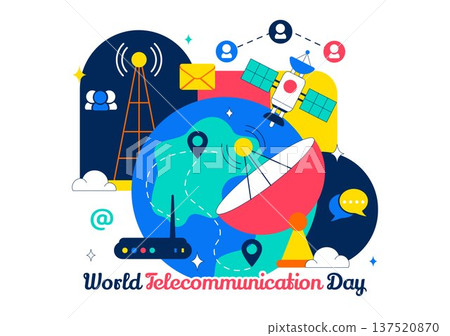 World Telecommunication Day Vector Illustration With Global Network Connections, Digital Communication Technology, Internet Connectivity Background World Telecommunication Day Vector Illustration With Global Network Connections, Digital Communication Technology, Internet Connectivity Background 137520870