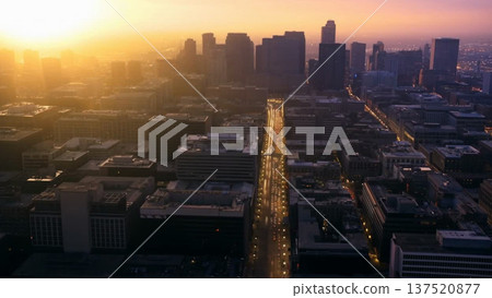 Aerial view of the city at dusk 137520877