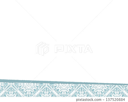 A frame illustration made of stylish blue wrapping paper with a lace pattern. 137520884