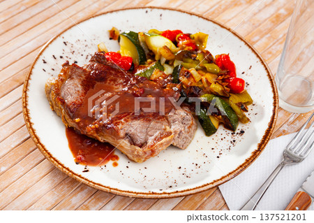 Beef with stewed vegetables and spices 137521201