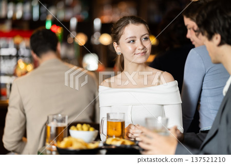 Couple in love is spending time at bar 137521210