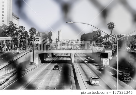 Image of American freeway, monochrome Image of American freeway, monochrome 137521345