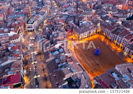 Evening aerial view of town of Vik Evening aerial view of town of Vik 137521486