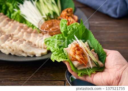 Possum - boiled pork and vegetable wrap Possum - boiled pork and vegetable wrap 137521735