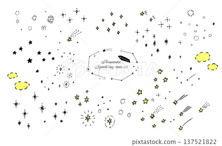 手繪閃光和星星裝飾插圖套裝 手繪閃光和星星裝飾插圖套裝 137521822