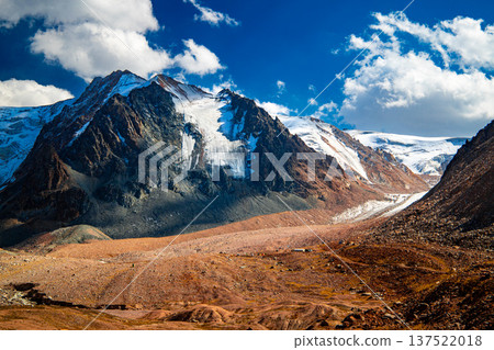 Tuyuk-Su glacier peaks. A common base for mountain expeditions and high-altitude trekking. Tuyuk-Su glacier peaks. A common base for mountain expeditions and high-altitude trekking. 137522018
