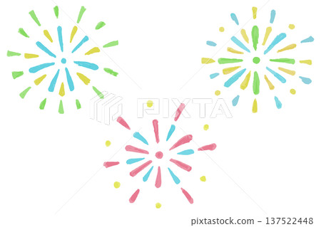 水彩風格煙火插畫素材 137522448