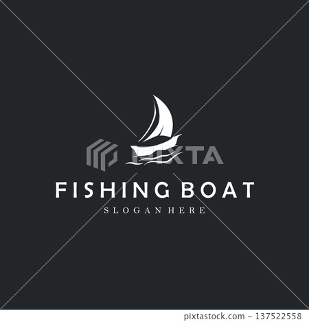 Classic Fishing Boat And Fish Emblem Logo for Maritime Industry Classic Fishing Boat And Fish Emblem Logo for Maritime Industry 137522558