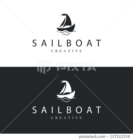 Simple sailboat logo design for ocean themed brands and illustration templates 137522559