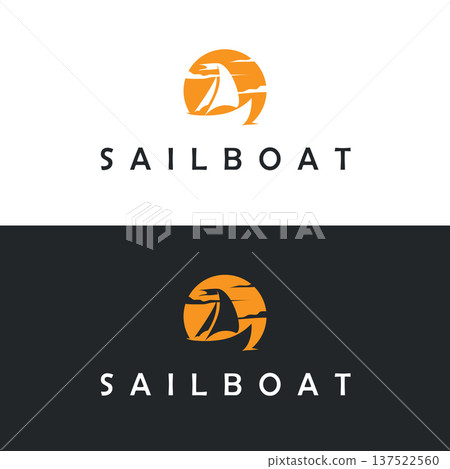 sailboat logo simple fishing boat for company brand 137522560