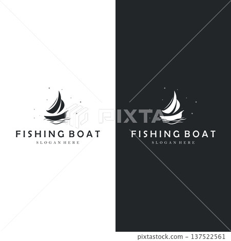 Modern Flat Fishing sailboat logo for illustration template design Modern Flat Fishing sailboat logo for illustration template design 137522561