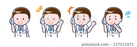 A male "short-sleeved doctor" using a smartphone 137522875