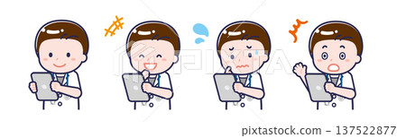 A male "short-sleeved doctor" using a tablet 137522877