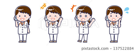 A woman in a "short-sleeved doctor" using a smartphone 137522884