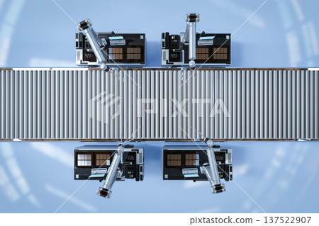 Automation industry concept with robot assembly line in factory 137522907