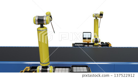 Automation industry concept with robot assembly line isolated 137522912