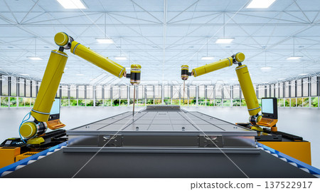3d rendering robotic arms manufacture electric car battery 3d rendering robotic arms manufacture electric car battery 137522917