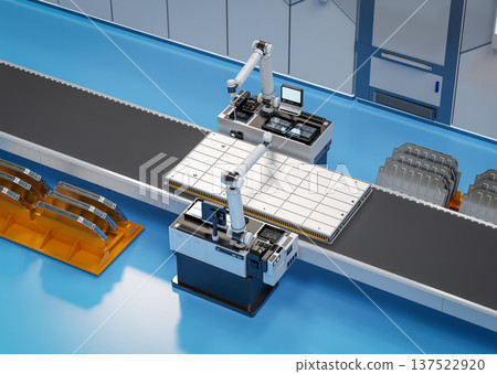 3d rendering robotic arms manufacture electric car battery 3d rendering robotic arms manufacture electric car battery 137522920