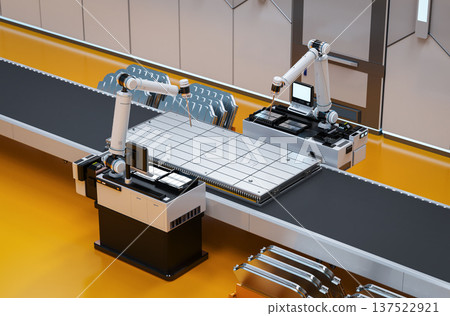 3d rendering robotic arms manufacture electric car battery 3d rendering robotic arms manufacture electric car battery 137522921
