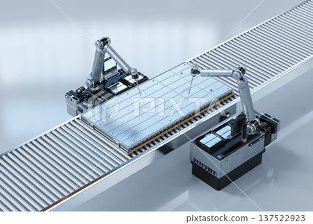 3d rendering robotic arms manufacture electric car battery 3d rendering robotic arms manufacture electric car battery 137522923