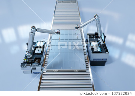 3d rendering robotic arms manufacture electric car battery 3d rendering robotic arms manufacture electric car battery 137522924