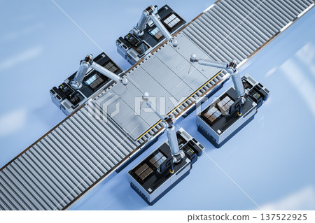 3d rendering robotic arms manufacture electric car battery 3d rendering robotic arms manufacture electric car battery 137522925