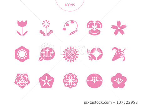 Various types of flower icon pictogram vector illustration set Various types of flower icon pictogram vector illustration set 137522958