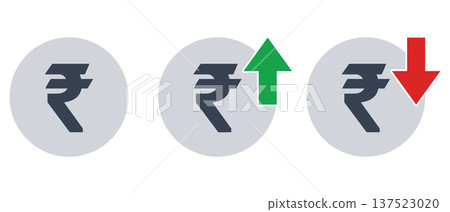 Indian rupee currency symbol icon set (rising, falling, normal) 137523020