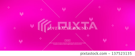 Love background with pixel hearts. Soft pastel fuchsia banner with metallic shine for elegant business or valentines design. Vector illustration Love background with pixel hearts. Soft pastel fuchsia banner with metallic shine for elegant business or valentines design. Vector illustration 137523135