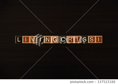 "LIVING CRISIS" letter tiles: Concept of living crisis and rising prices 137523188