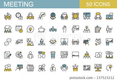 Meeting related line icon set (color) 137523212