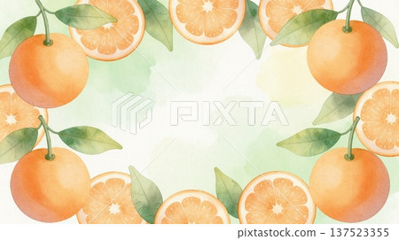 水彩柑橘畫框 137523355