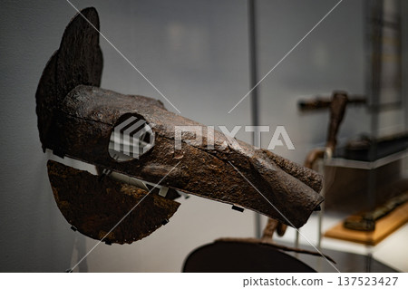 Iron horse harness, ancient decoration, craft, armor, mask, horse mask, horse armor, history, craft Iron horse harness, ancient decoration, craft, armor, mask, horse mask, horse armor, history, craft 137523427