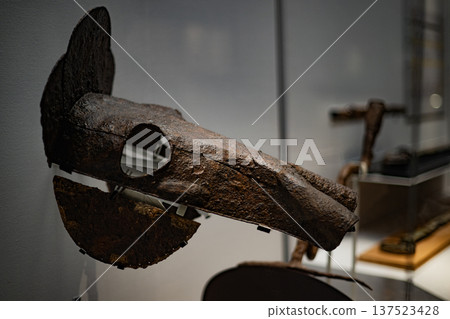 Iron horse harness, ancient decoration, craft, armor, mask, horse mask, horse armor, history, craft 137523428