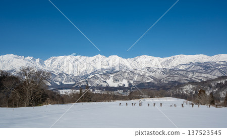 The Northern Alps in winter as seen from Hakuba Village 137523545