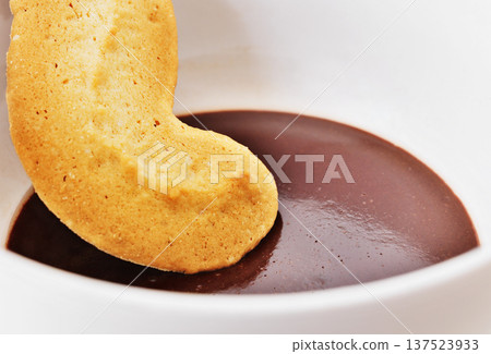 Chocolate pudding cup with cookie Chocolate pudding cup with cookie 137523933