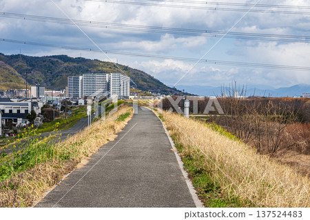 從淀川右岸眺望大阪府高槻市 137524483