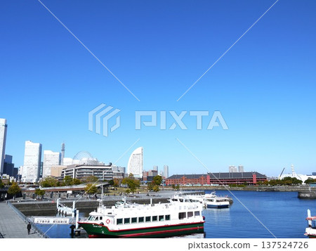 A view of Minato Mirai under the blue sky A view of Minato Mirai under the blue sky 137524726
