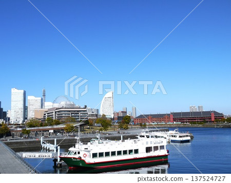 A view of Minato Mirai under the blue sky A view of Minato Mirai under the blue sky 137524727