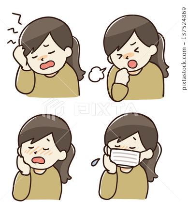 Unwell woman illustration set Unwell woman illustration set 137524869