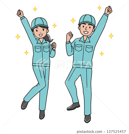 Energetic foreign male and female workers (color) Energetic foreign male and female workers (color) 137525457