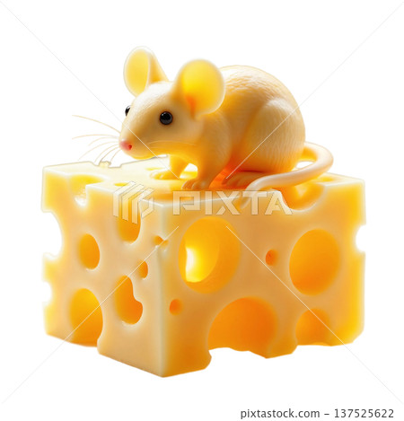 The toy is an elastic block of cheese with holes inside which there are mice 137525622