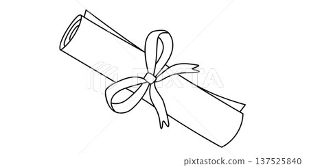 Diploma Scroll With Ribbon Education Certificate Outline Illustration Diploma Scroll With Ribbon Education Certificate Outline Illustration 137525840