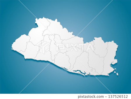 Creative map country El Salvador divided regions Creative map country El Salvador divided regions 137526512