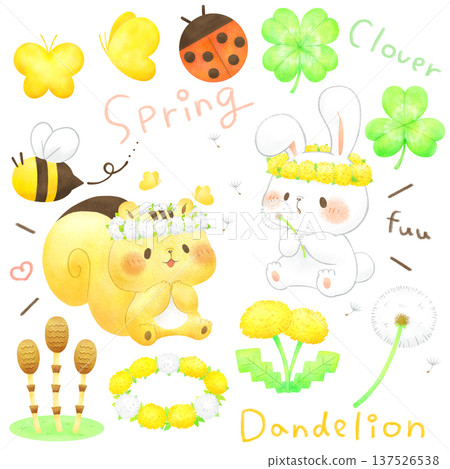 Spring field illustration material set Spring field illustration material set 137526538
