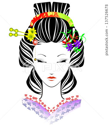 女人的臉，日式髮型，和服 137526678