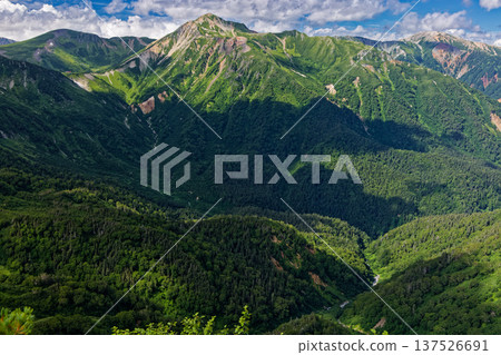 View of Mt. Washu, Mt. Sobu, and Mt. Masago from Mt. Mozawa in the Northern Alps View of Mt. Washu, Mt. Sobu, and Mt. Masago from Mt. Mozawa in the Northern Alps 137526691