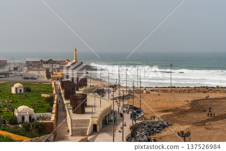 View of Rabat Coastline with Lighthouse 137526984